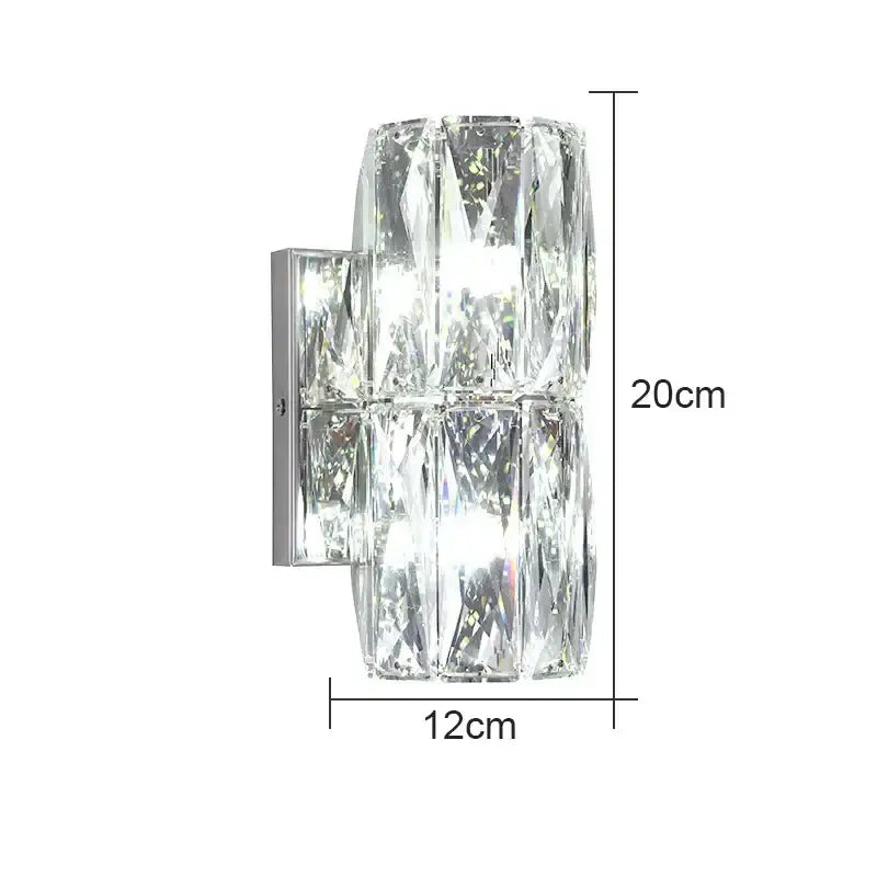 Modern clear faceted crystal wall lamp with sleek chrome bracket by decorbites crystal for luxury living room decor