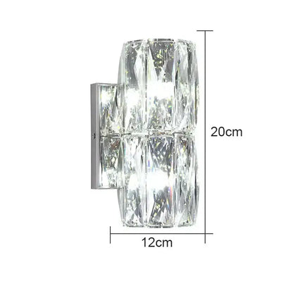Modern clear faceted crystal wall lamp with sleek chrome bracket by decorbites crystal for luxury living room decor