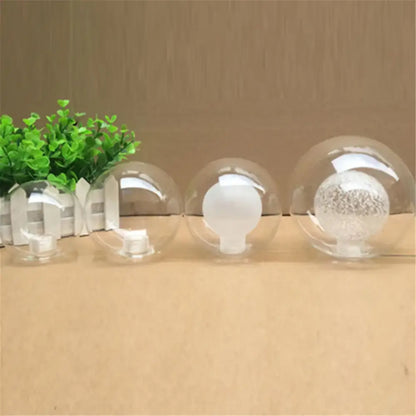 Modern clear and frosted glass shade cover replacement featuring spherical glass ornaments with white decorative items inside