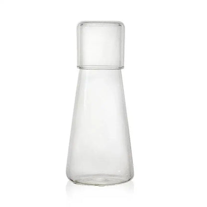 Modern clear glass bedside carafe set featuring decorbites clear glass carafe with matching lid for bedroom use