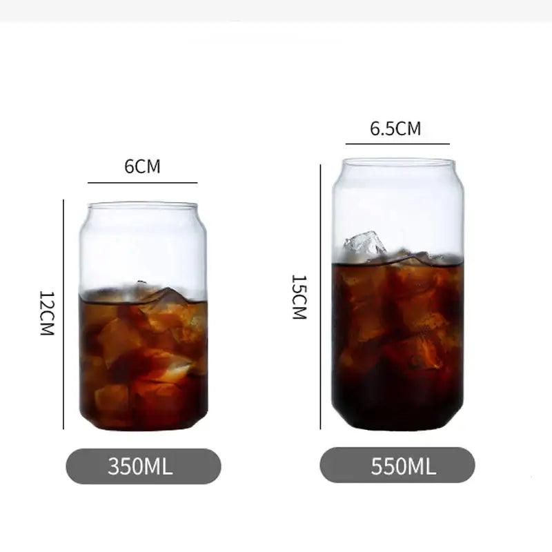 Modern clear glass cup with bamboo lid featuring two clear glass cups in 350ml and 550ml sizes by decorbites glass cup