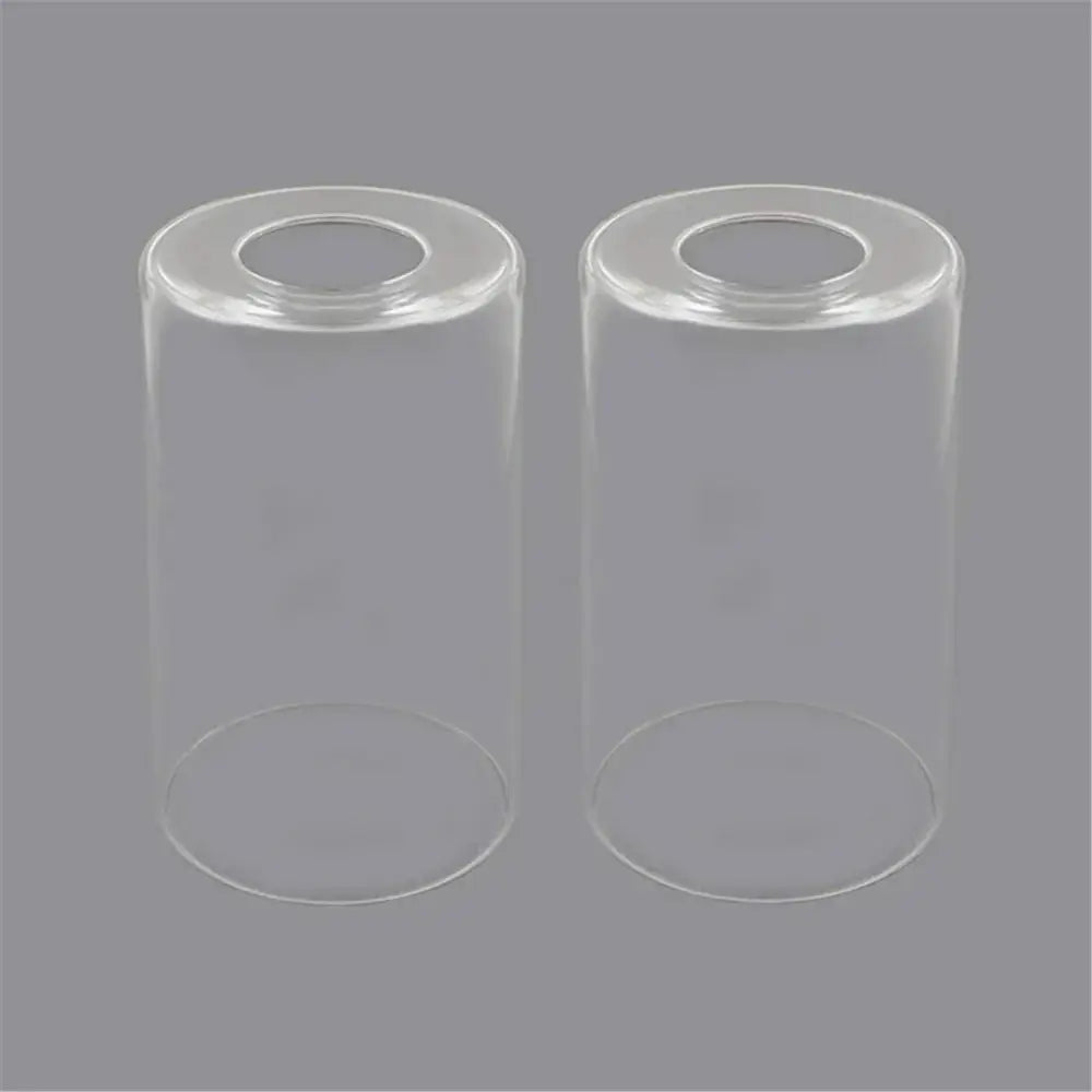Modern clear glass cylinder lamp shade featuring two smooth transparent clear glass shades for bathroom vanity light decorbites