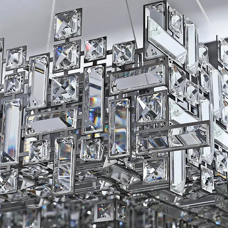 Modern clear and gold elegant crystal chandelier with faceted prisms and chrome frame for living room decorbites elegant crystal