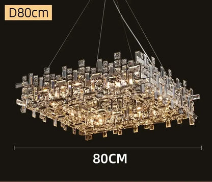 Modern clear and gold elegant crystal chandelier by decorbites with geometric faceted glass for living room decor