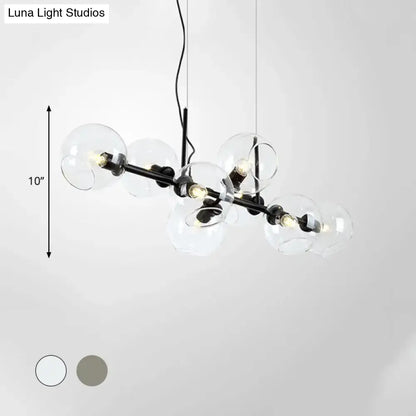Black metal chandelier with clear smoke glass globe shades modern 8 bulb lighting fixture for dining room