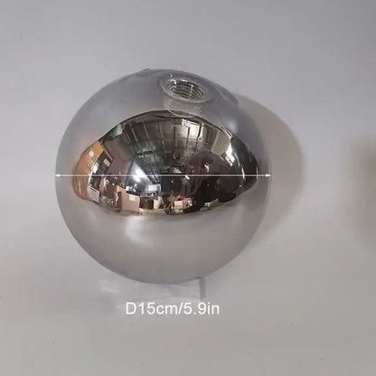 A polished chrome spherical glass shade replacement with threaded hole 15cm diameter for modern living room globes