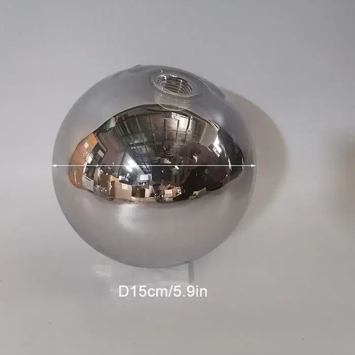 A polished chrome spherical glass shade replacement with threaded hole 15cm diameter for modern living room globes