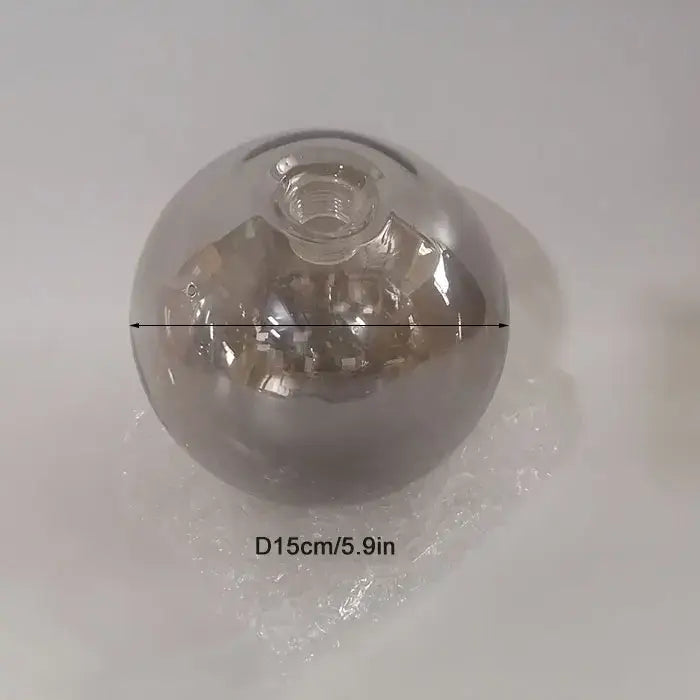 Clear glass spherical bulb with threaded neck 15cm diameter for modern clear and smoked glass shade replacement set