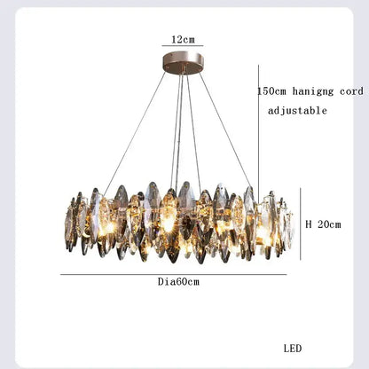 Modern clear and smoky decorbites crystal led chandelier with faceted teardrop pendants for living room decor