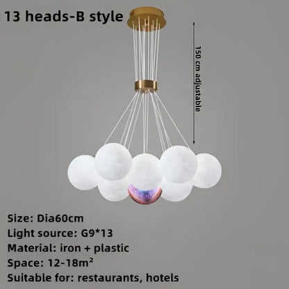 Gold-toned iron modern cloud bubble ball pendant chandelier with 13 frosted white bulbs for children room decorbites bubble ball