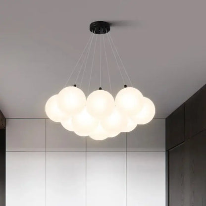 Modern cloud frosted glass ball led pendant light with black metal ceiling mount for living room decorbites glass ball decor