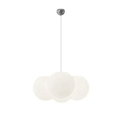 Modern cloud glass ball milky white chandelier with three overlapping frosted glass ball milky shades for living room decorbites
