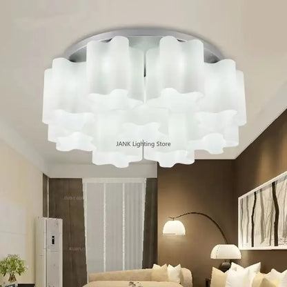 Modern cloud glass led ceiling light with white frosted glass and sleek silver frame from decorbites cloud glass collection