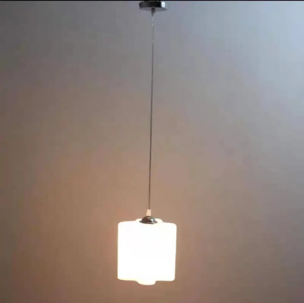 Modern cloud glass led ceiling light with white minimalist cylindrical design and chrome suspension chain by decorbites cloud glass