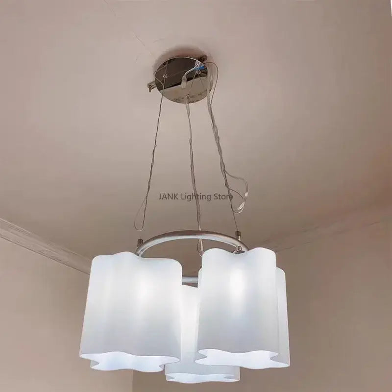 Modern cloud glass led ceiling light with three frosted white glass shades and sleek chrome frame by decorbites cloud glass