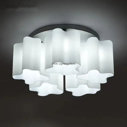 Modern cloud glass led ceiling light with white frosted glass and black metal frame for bedroom decorbites cloud glass