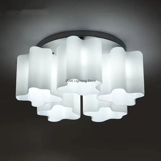 Modern cloud glass led ceiling light with white frosted glass and black metal frame for bedroom decorbites cloud glass
