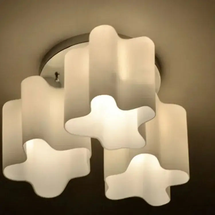 Modern white frosted cloud glass led ceiling light fixture by decorbites with abstract shapes for bedroom decor