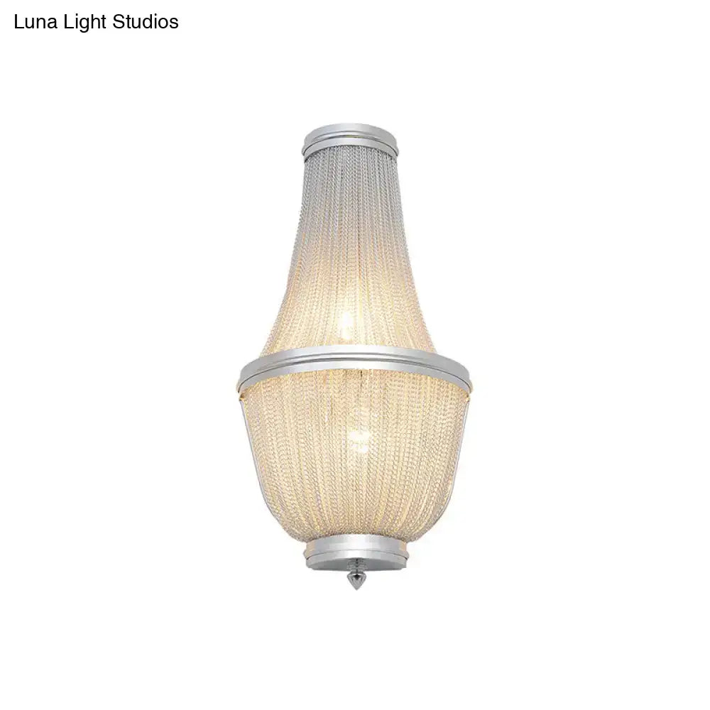 Silver-finished wall lamp with cascading textured glass shade for bedroom 110v-120v 220v-240v coffee silver design