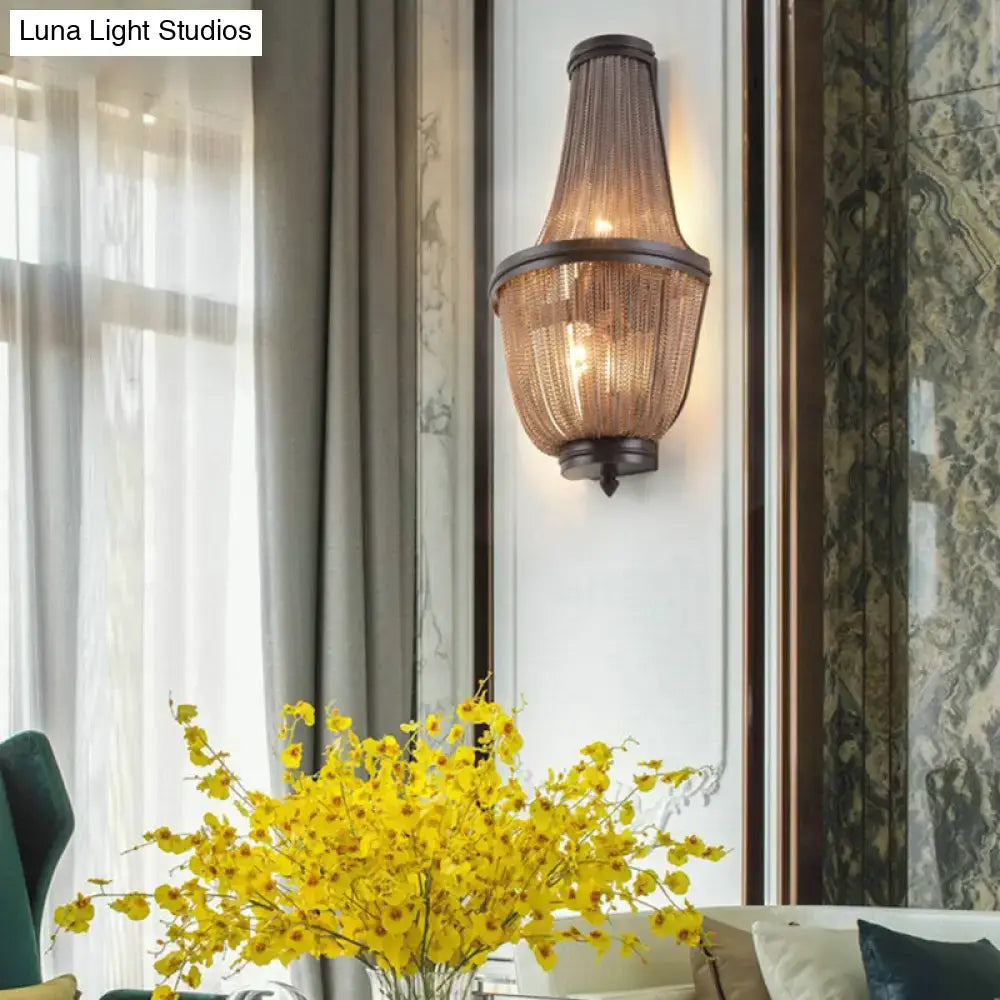 Modern coffee silver wall lamp with amber glass woven texture and dark metal frame for 110v-120v 220v-240v use