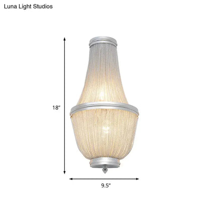 Modern coffee silver wall lamp with silver-finished chandelier and textured mesh shade for 110v-120v 220v-240v use