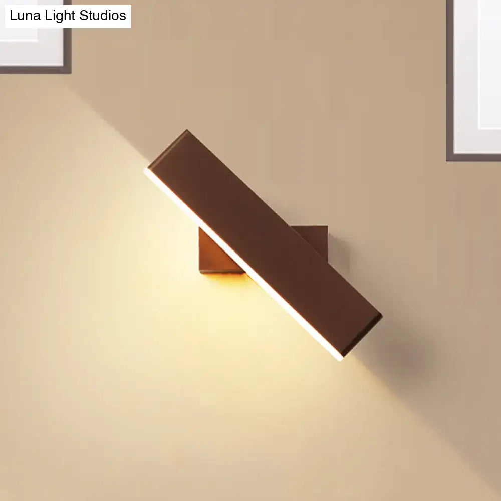 Modern coffee white rectangular sconce with bronze finish and integrated led lighting for bedroom use, maximum bulb wattage 10W