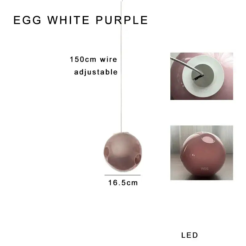 Modern colorful glass ball pendant light with sleek translucent white purple decorbites glass ball and adjustable wire