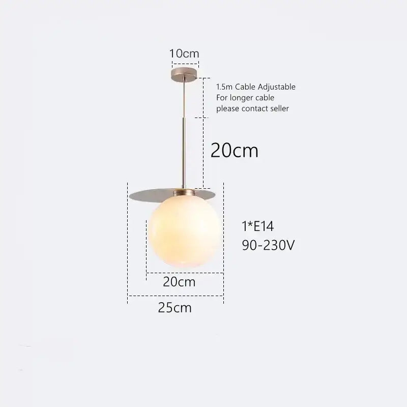 Modern colorful glass metal pendant lamp featuring a frosted glass globe and brushed metal hardware for dining room decorbites colorful glass