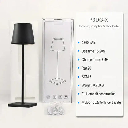 Modern colorful rechargeable black table lamp with sleek matte finish for dining room by decorbites crystal led