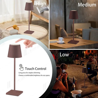 A sleek modern matte brown table lamp with minimalist design for dining room decorbites crystal led rechargeable