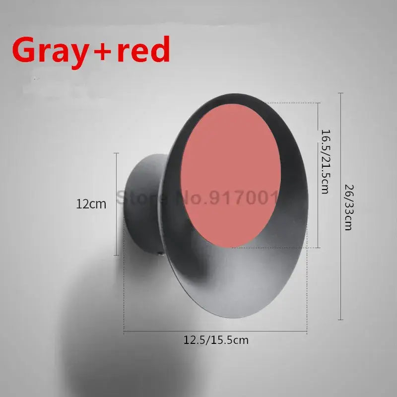 Modern gray and red rotatable led wall lamp with a sleek minimalist design for bedroom and living room use