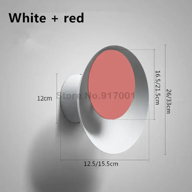 Modern colorful rotatable led wall lamp in white and red with sleek circular design for bedroom and living room use