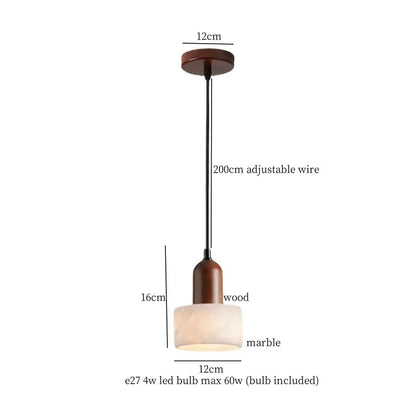 A warm-toned marble pendant lamp with wooden fixture and black wire for modern colorful stone led dining decorbites decor