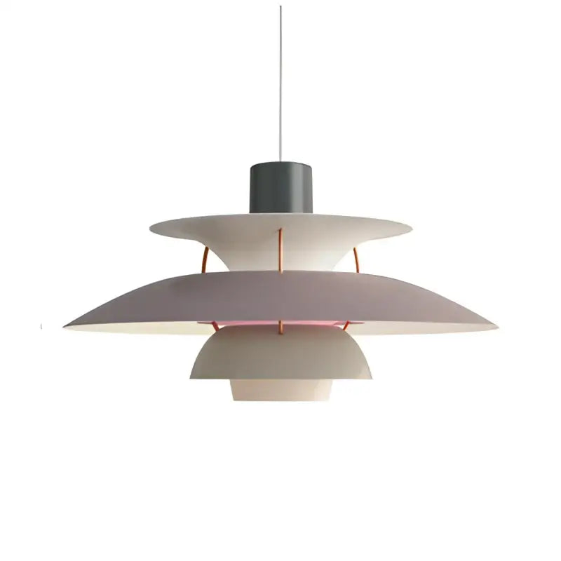A modern colorful umbrella led pendant light with layered pink and white shades for elegant dining room decorbites pendant light