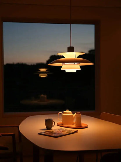 Modern colorful umbrella led pendant light with warm-toned layered design for dining room decorbites colorful umbrella
