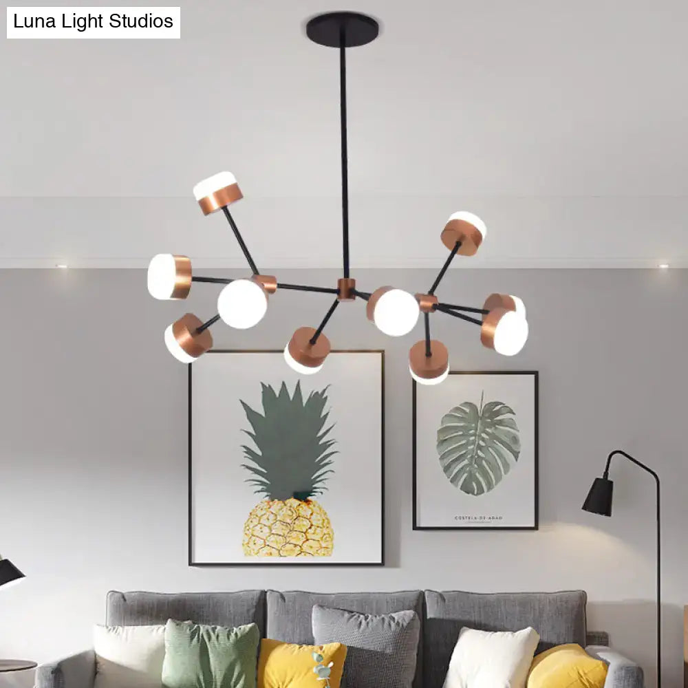 Decorbites™ modern sputnik gold pendant light with black rod copper arms frosted globe bulb base for ceiling island