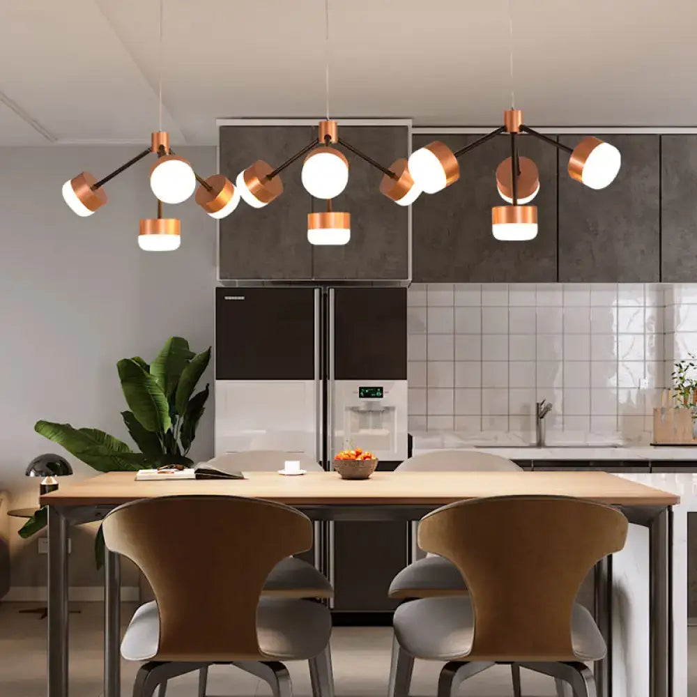 DecorBites modern sputnik gold pendant light with copper finish, black metal arms, and multiple bulb bases for ceiling island