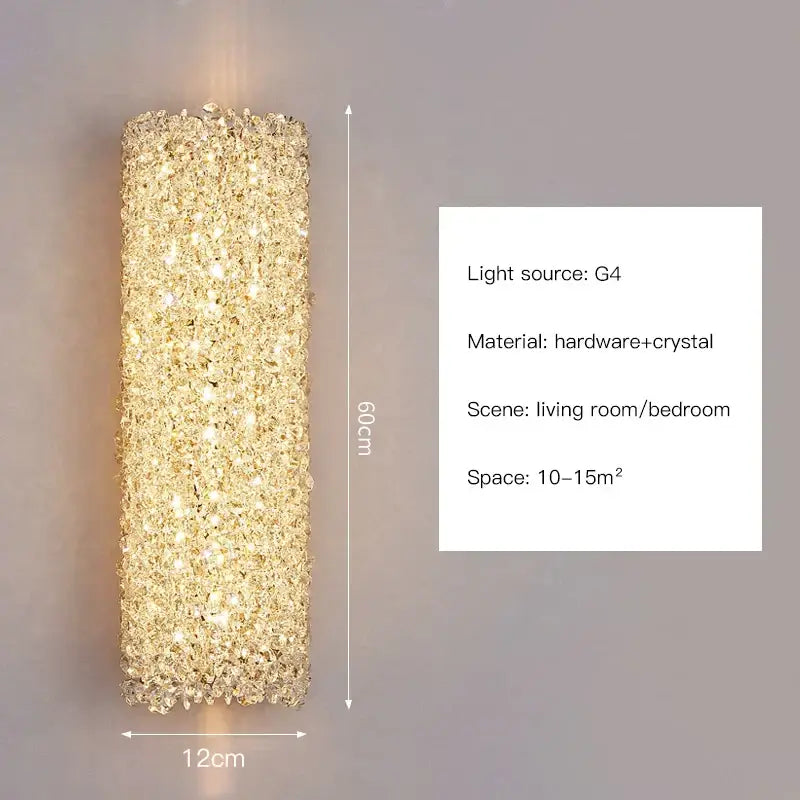 Modern copper crystal wall sconce featuring gold-toned crystals in a slender design for living room decorbites crystal wall lighting