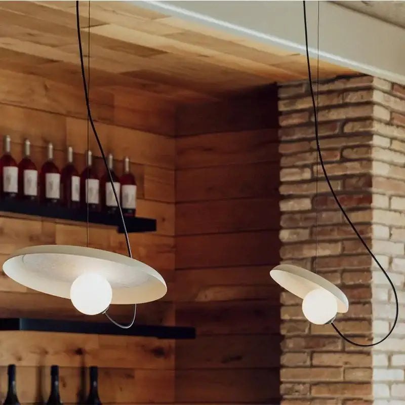 Modern white pendant light with sleek minimalist design featuring decorbites grid color led bulbs for dining room decor