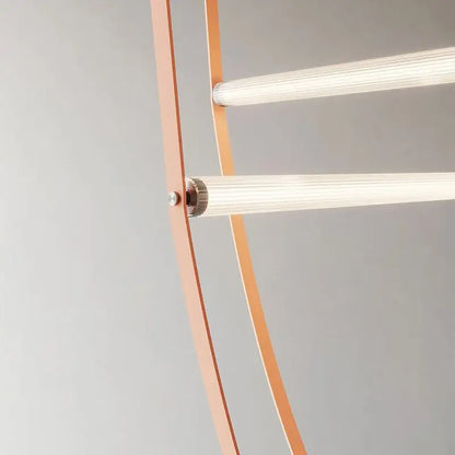 Modern copper leather bell pendant light featuring a copper-toned metal ladder with translucent glass rods decorbites bell pendant