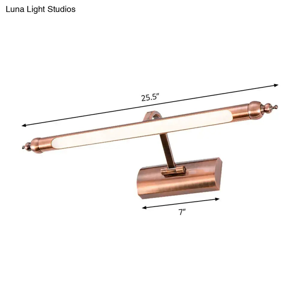 Modern copper linear led bathroom vanity sconce light with sleek rectangular design and integrated led strip for vanity sconce light