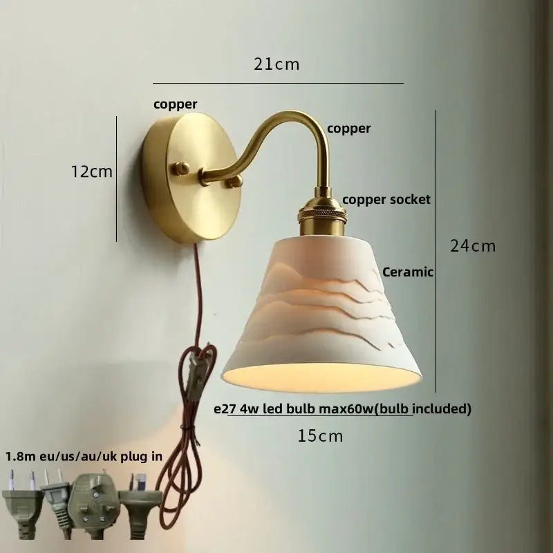 Modern copper wall sconce with clear glass ceramic shade and brass finish for bedroom decorbites clear glass lighting