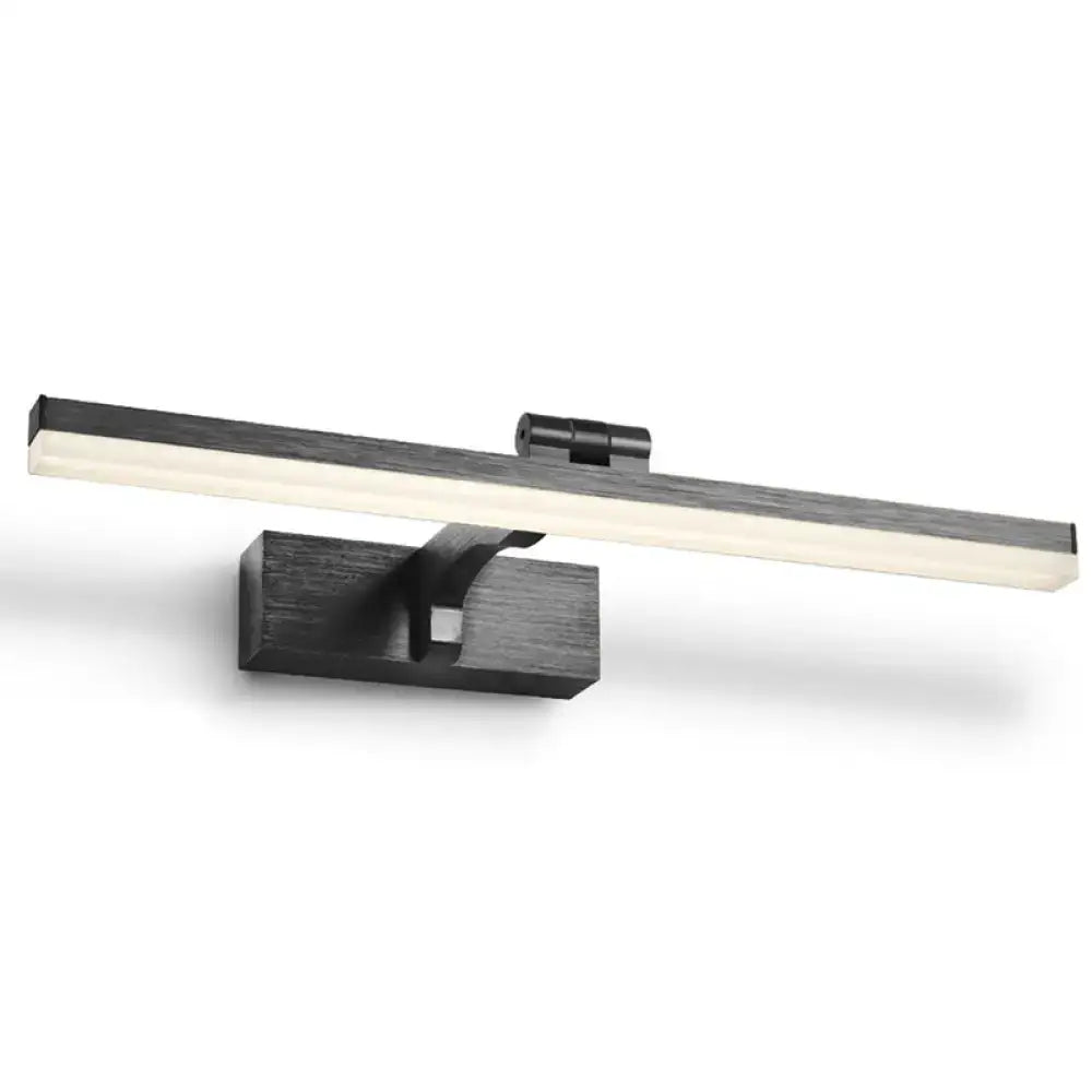 Modern black matte wall light fixture with rectangular design and integrated sensor for bathroom vanity use
