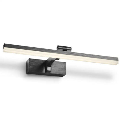 Modern black matte wall light fixture with rectangular design and integrated sensor for bathroom vanity use