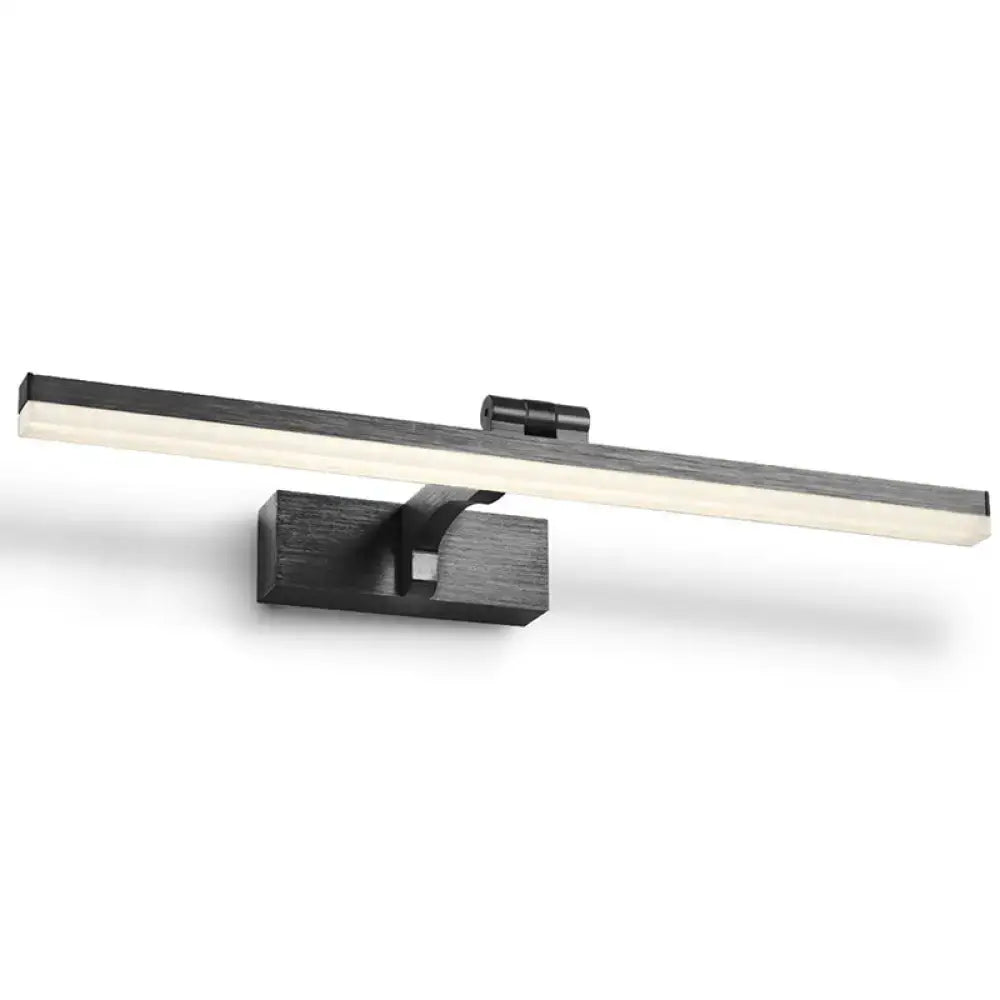 Modern copper wood grain led wall light bathroom vanity fixture with black matte finish and sleek design fixture height visible