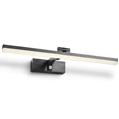 Modern copper wood grain led wall light bathroom vanity fixture with black matte finish and sleek design fixture height visible