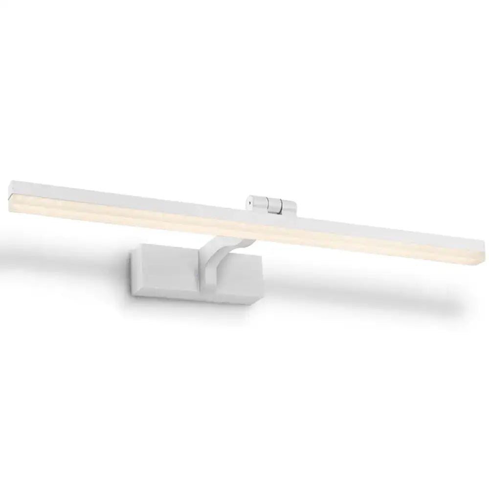 Modern white rectangular led wall light with sleek design and smooth finish for bathroom vanity fixture height