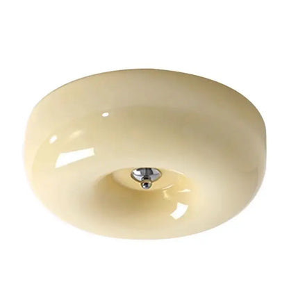 Modern cream bauhaus style acrylic ceiling lamp with glossy finish and central chrome fixture for bedroom decorbites ceiling lamp