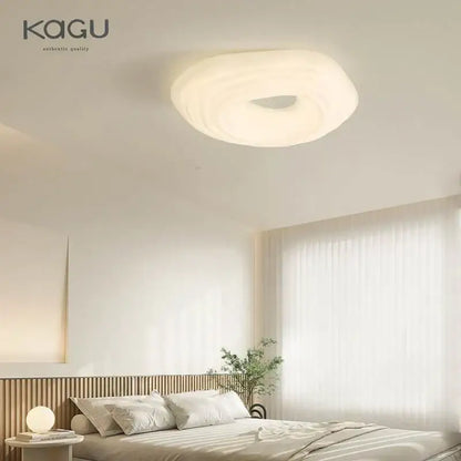 Kagu brand modern cream cloud led ceiling chandelier with soft frosted white diffuser and concentric ring design for living room decorbites cloud led