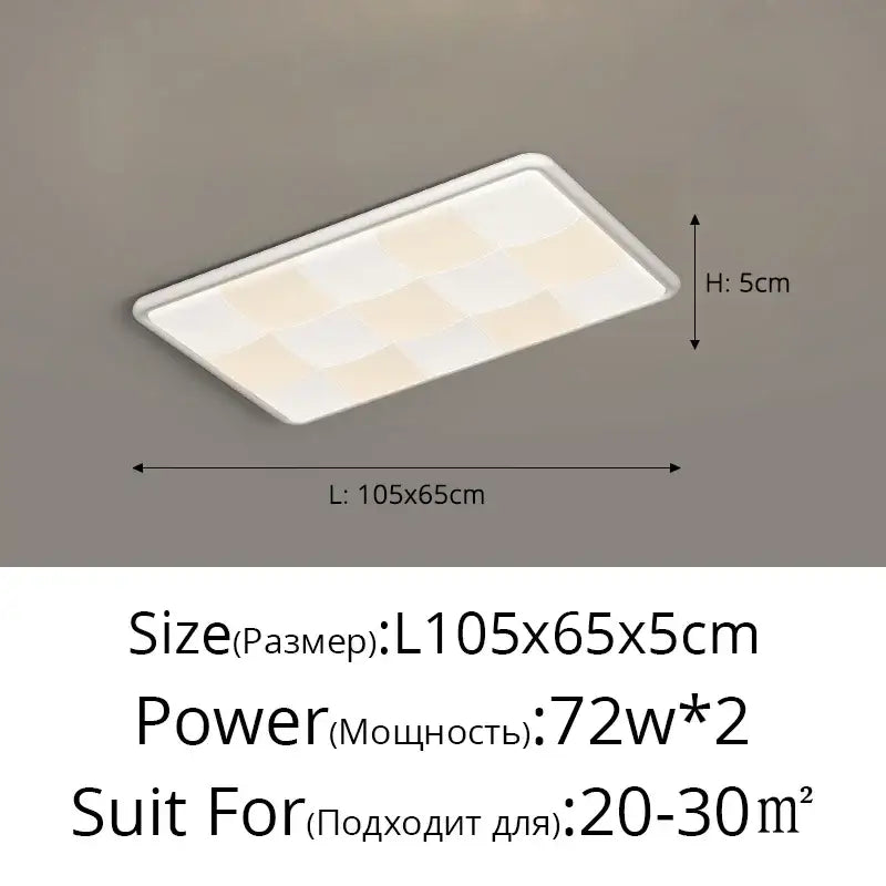 Modern cream geometric led ceiling light with a white rectangular design and subtle beveled edges for bedroom lighting